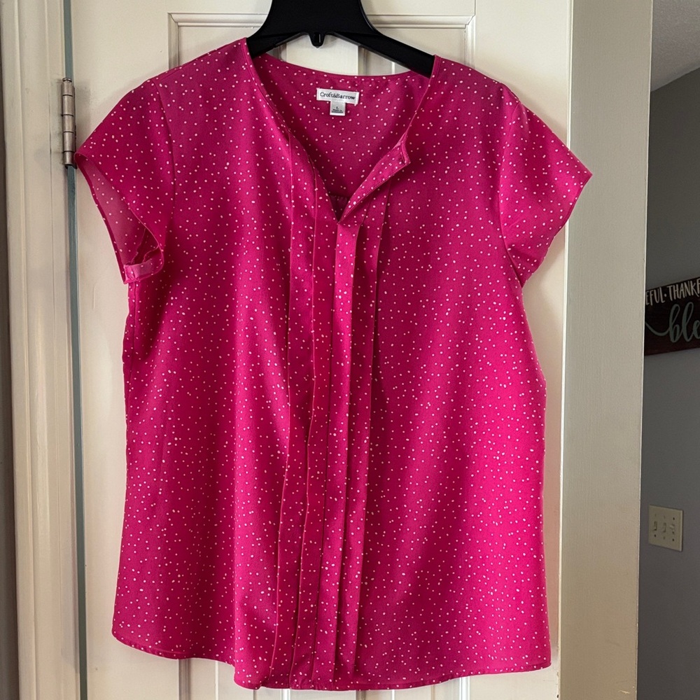 Croft & Barrow Pink Blouse with White Dots